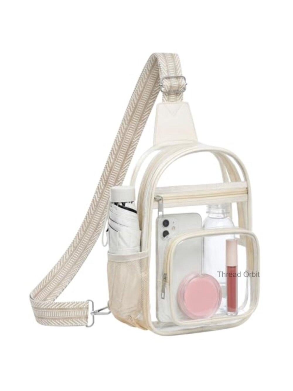 Clear Crossbody Bag Transparent PVC Adjustable Strap Stadium Approved